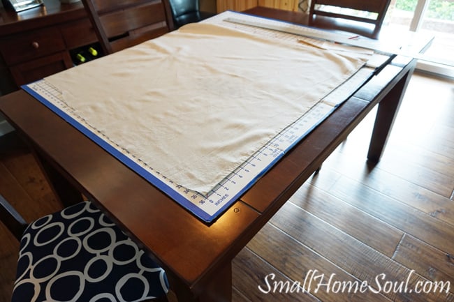 Making a stenciled drop cloth pillow cover is easy with this detailed tutorial. You can make one too in just a few hours. www.smallhomesoul.com