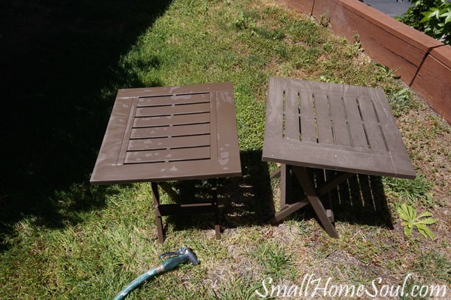 Check out Part 2 of my Patio Refresh Series which includes repairing a wicker table and giving a face lift to some inexpensive plastic side tables. www.smallhomesoul.com