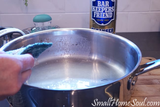 Every kitchen needs bar keepers friend! I will easily tackle cooked-on foods and other hard to clean messes in your kitchen and save on cleanup time. And, it’s the most natural product on the market, win win! ….www.smallhomesoul.com