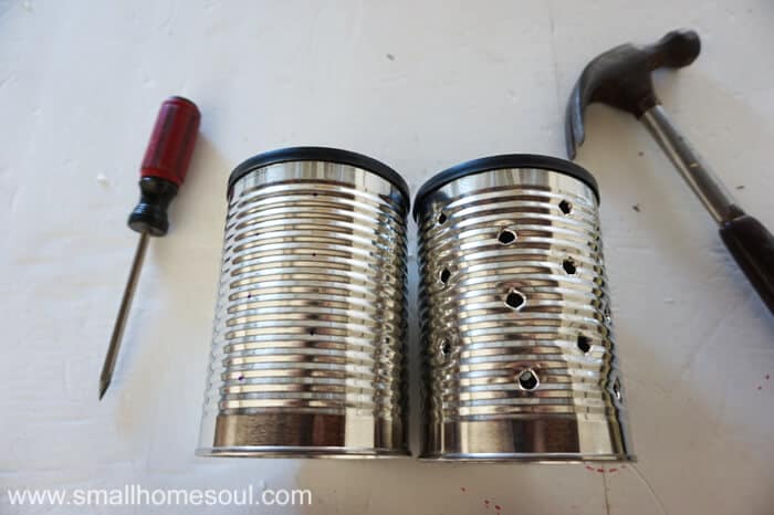 Making a recycled tin can lantern and planter is a great way to reduce, reuse, and recycle while making some great DIY decor for your garden or patio.