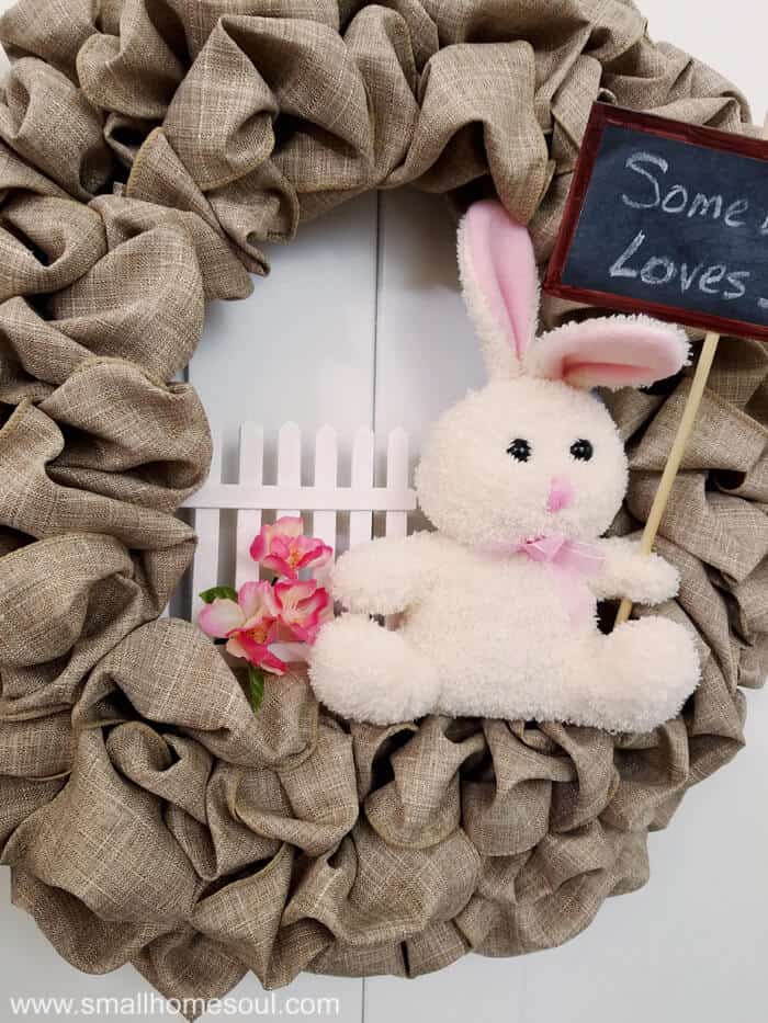 Update your seasonal wreath with some craft sticks and a Dollar Store bunny to create an adorable Easter Bunny Wreath everyone will love.