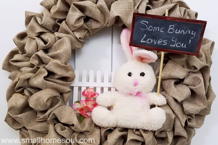 Update your seasonal wreath with some craft sticks and a Dollar Store bunny to create an adorable Easter Bunny Wreath everyone will love.